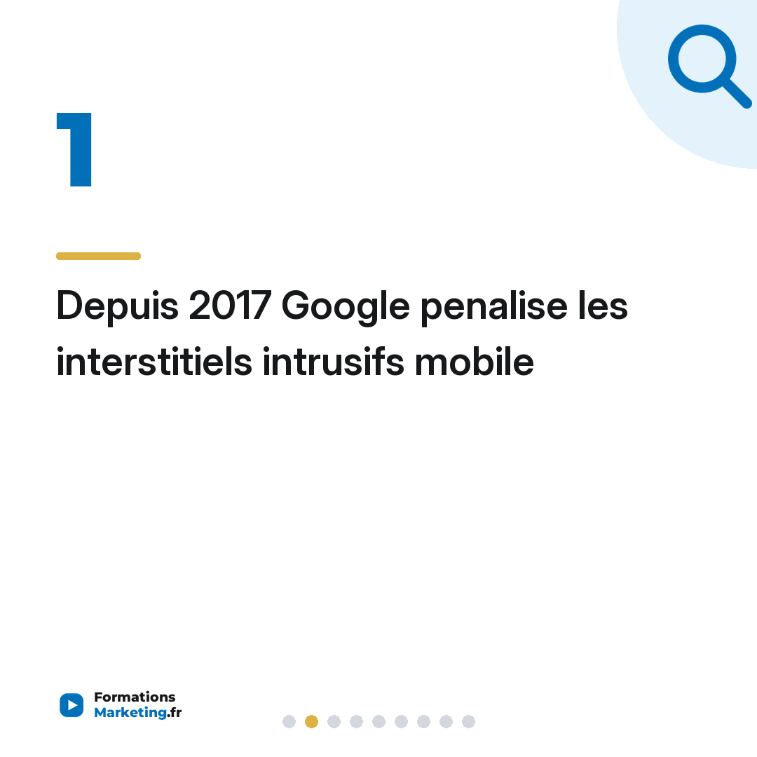 Depuis 2017 Google penalise les interstitiels intrusifs mobile