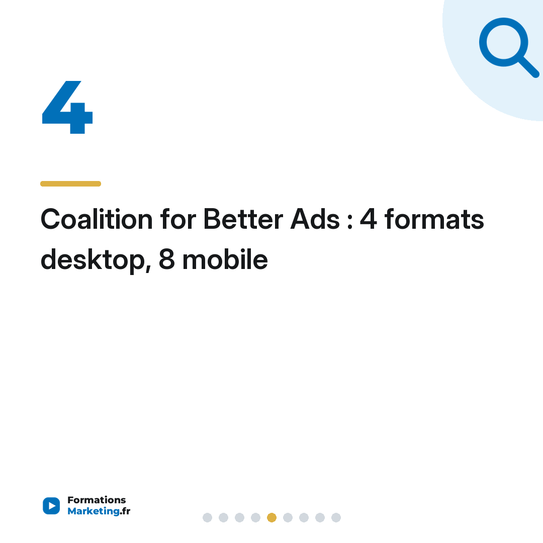 Coalition for Better Ads : 4 formats desktop, 8 mobile