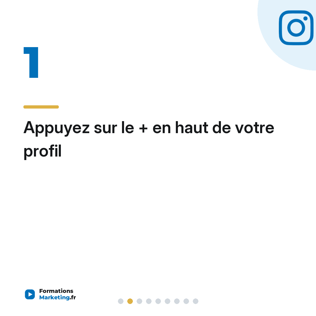 Appuyez sur le + en haut de votre profil