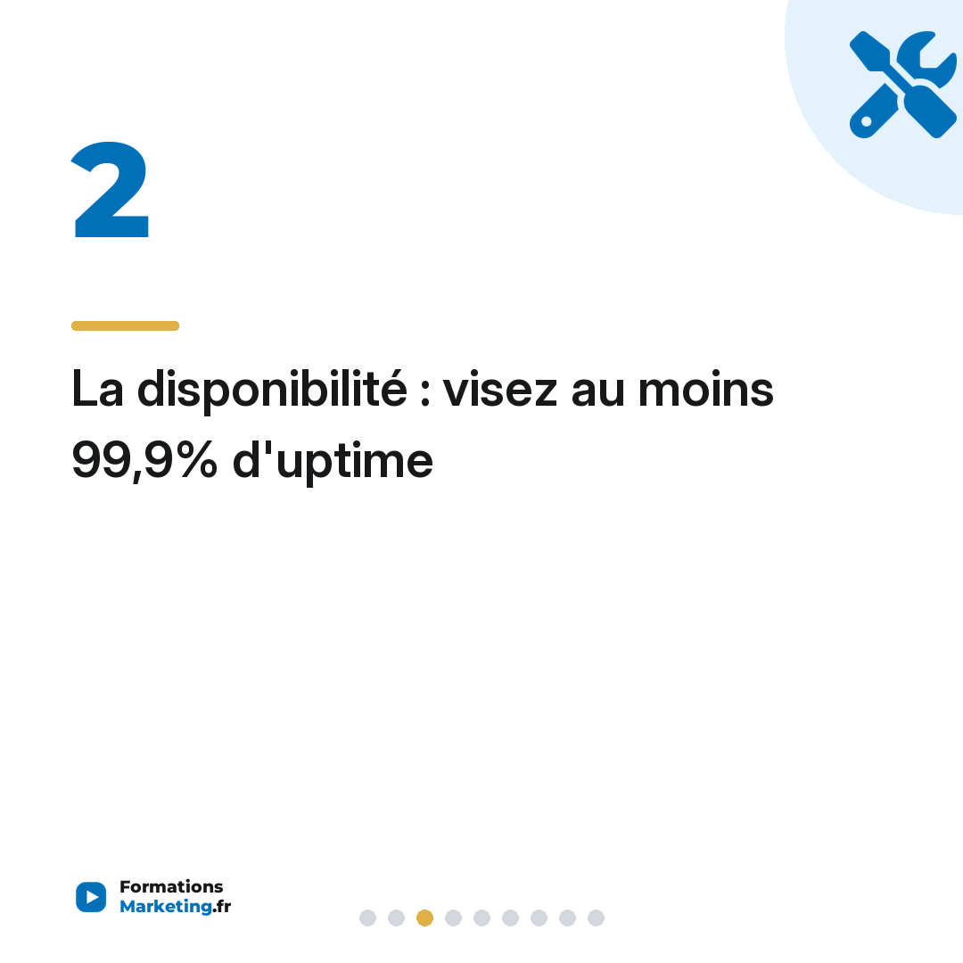 La disponibilité : visez au moins 99,9% d'uptime