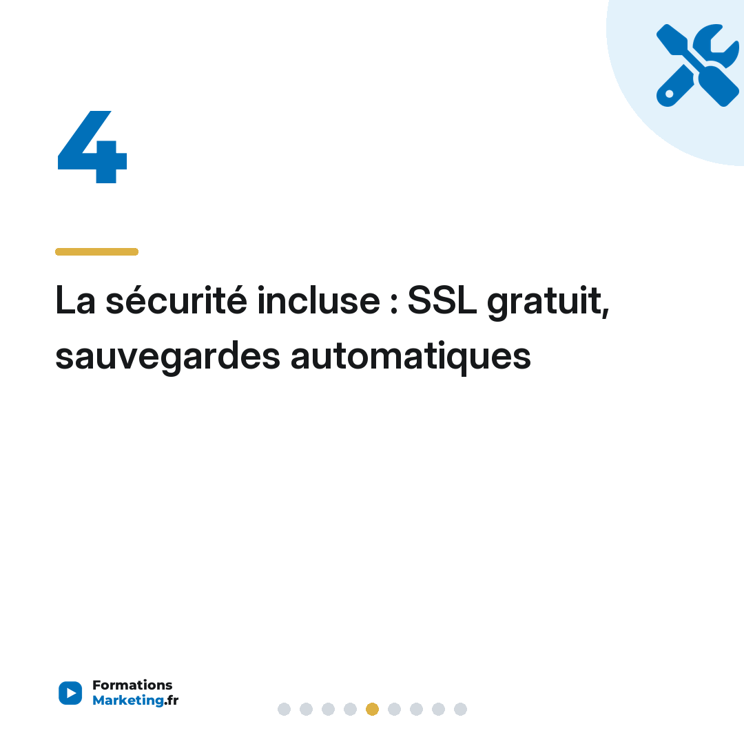 La sécurité incluse : SSL gratuit, sauvegardes automatiques