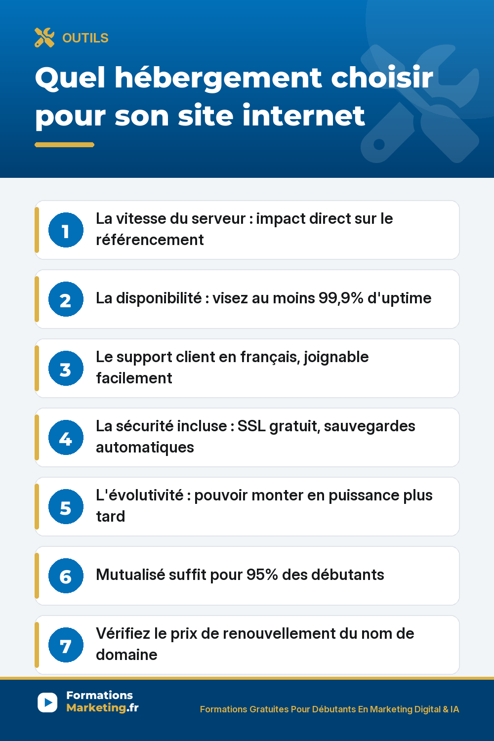 Quel hébergement choisir : vitesse serveur, disponibilité 99,9%, support français, sécurité SSL, évolutivité, mutualisé pour débutants