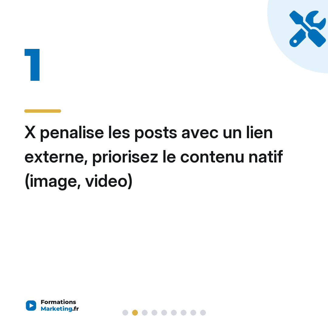 X penalise les posts avec un lien externe, priorisez le contenu natif (image, video)