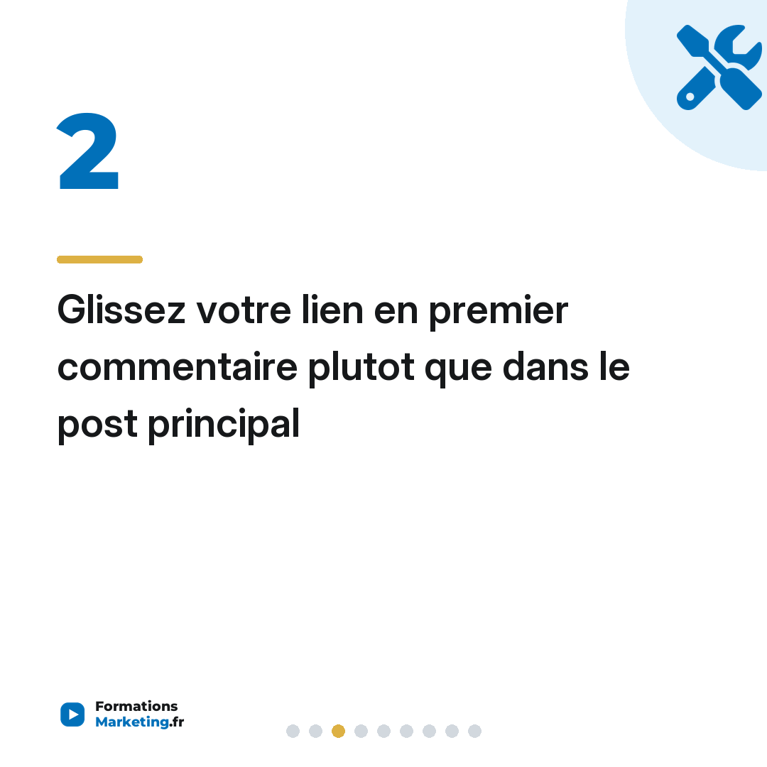 Glissez votre lien en premier commentaire plutot que dans le post principal