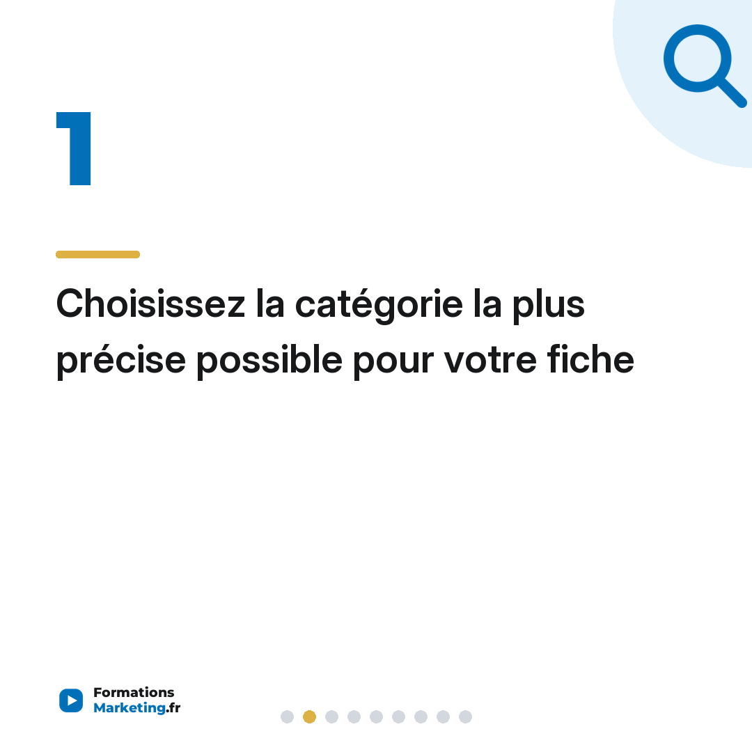 Choisissez la catégorie la plus précise possible pour votre fiche