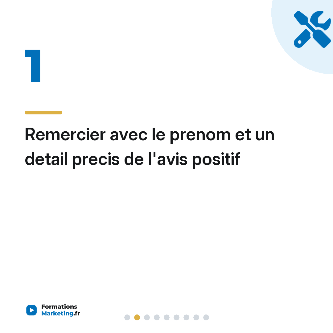 Remercier avec le prenom et un detail precis de l'avis positif