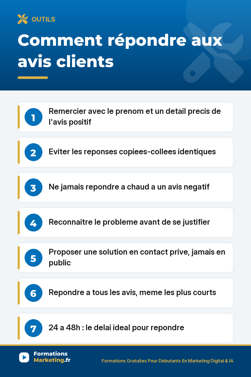 repondre avis pinterest Comment répondre aux avis clients : remercier avec detail precis, jamais a chaud sur negatif, reconnaitre le probleme, solution en prive, repondre a tous les avis, delai 24-48h