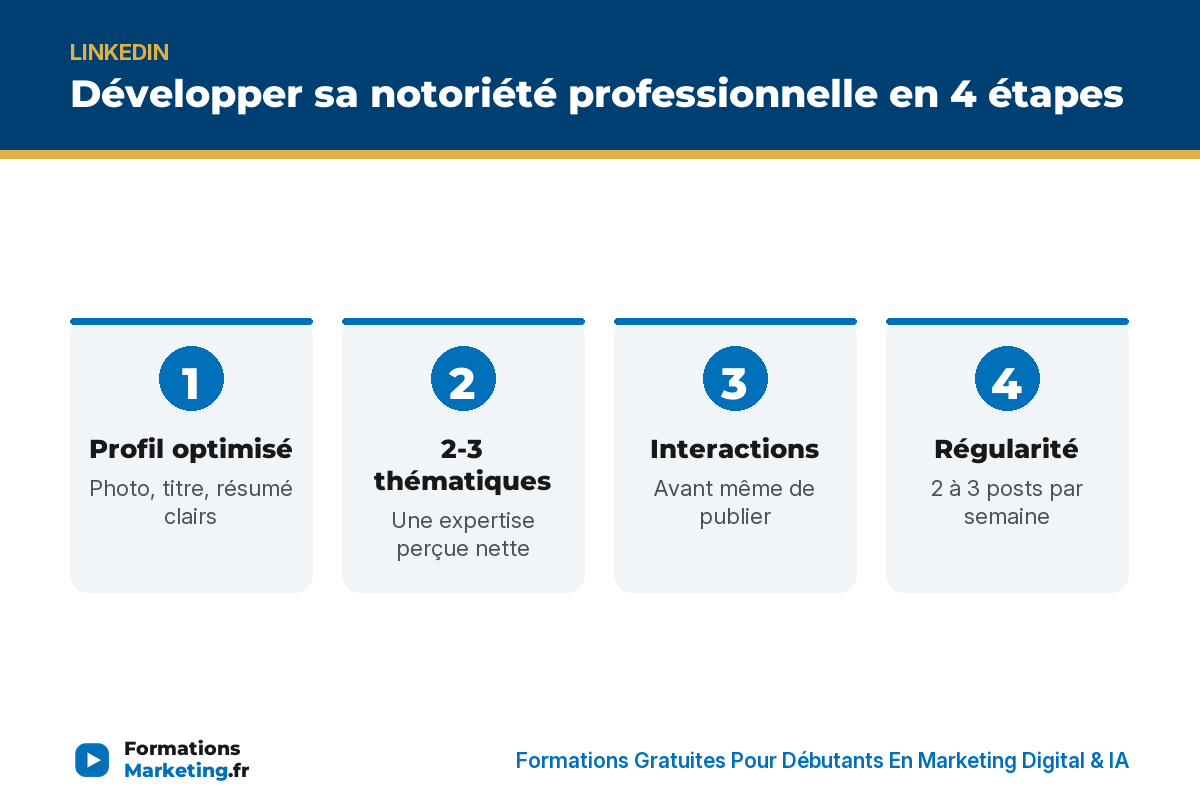 Développer sa notoriété professionnelle en 4 étapes - formationsmarketing.fr