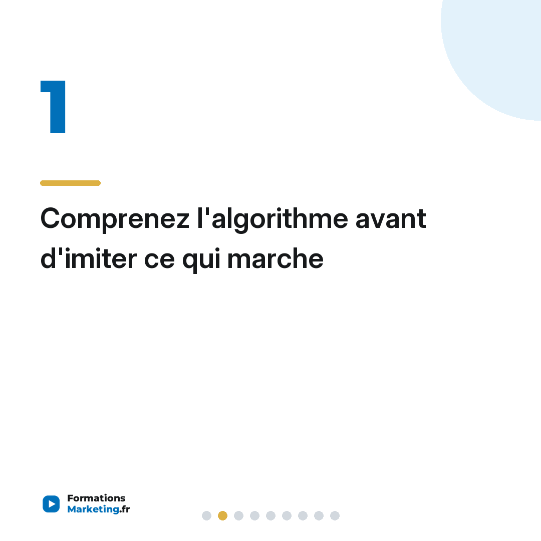 Comprenez l'algorithme avant d'imiter ce qui marche
