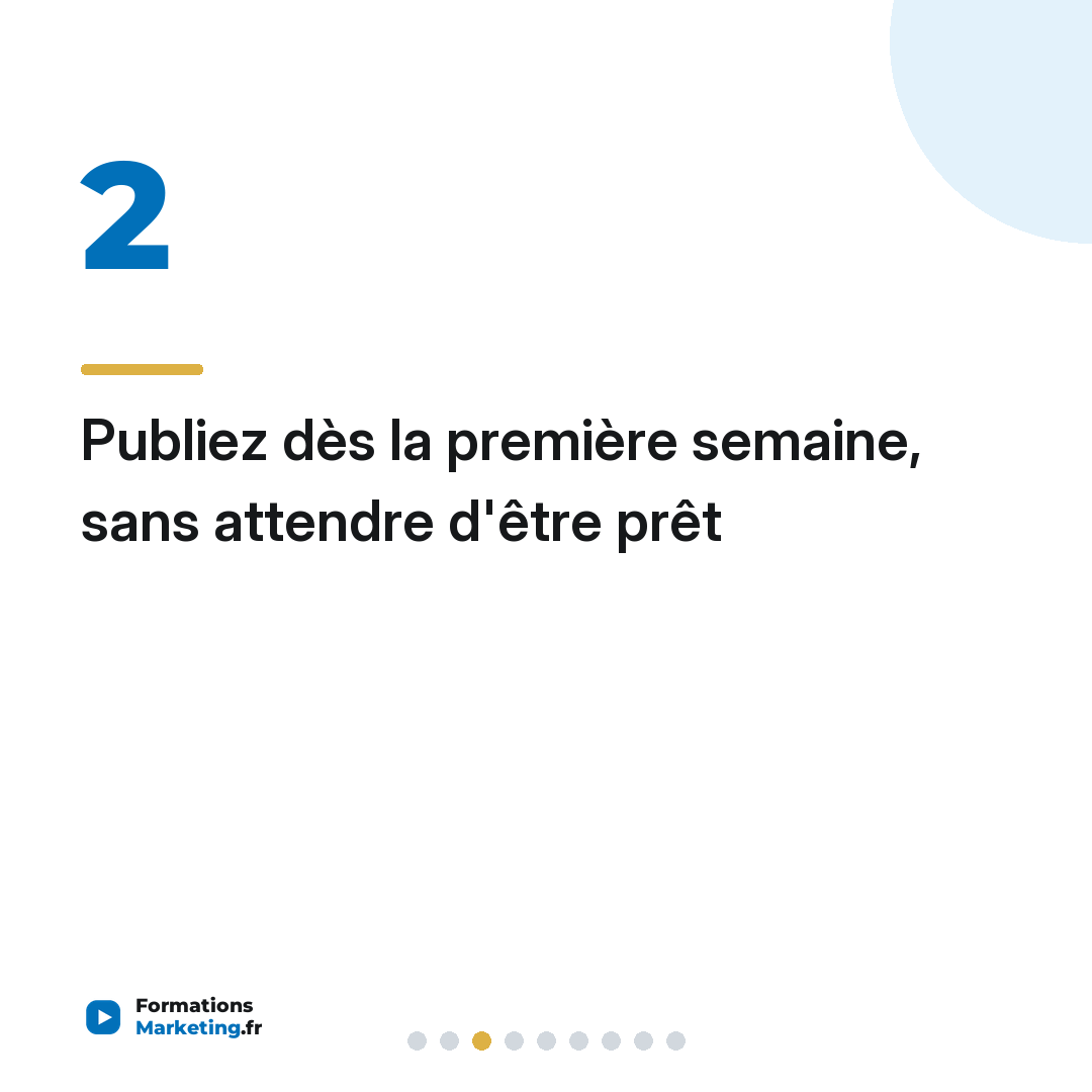 Publiez dès la première semaine, sans attendre d'être prêt