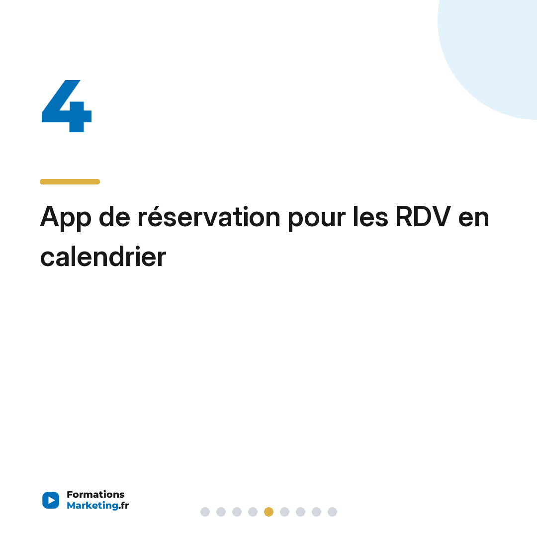 App de réservation pour les RDV en calendrier