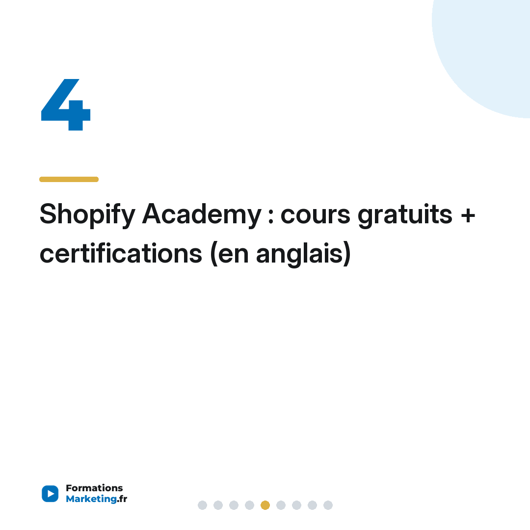 Shopify Academy : cours gratuits + certifications (en anglais)