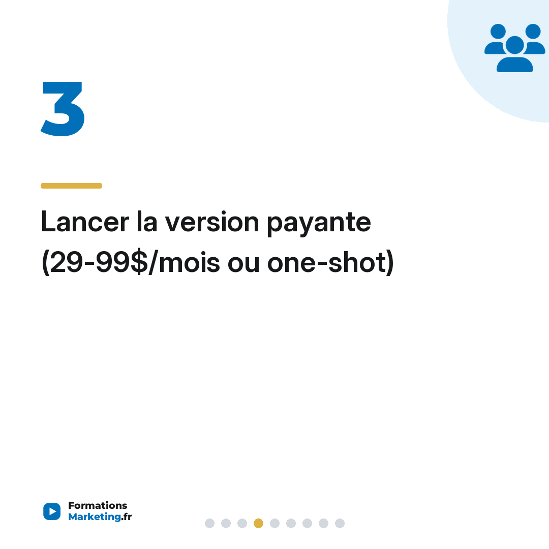 Lancer la version payante (29-99$/mois ou one-shot)
