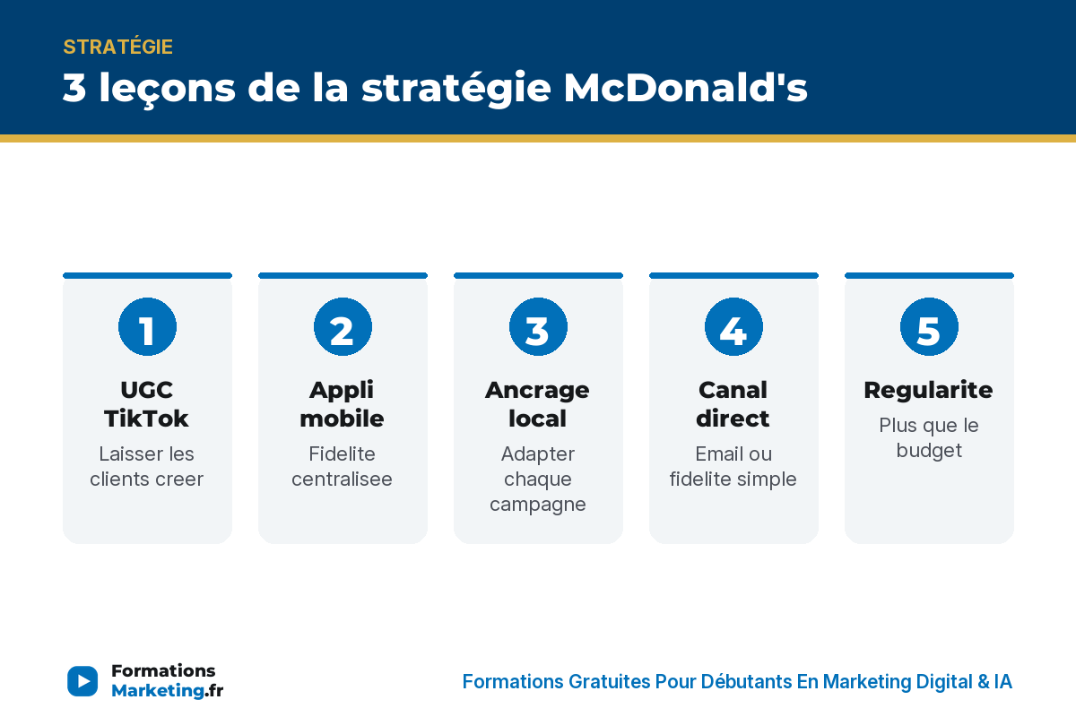 3 leçons de la stratégie McDonald's : UGC TikTok, appli mobile, ancrage local, canal direct, régularité, focus - formationsmarketing.fr