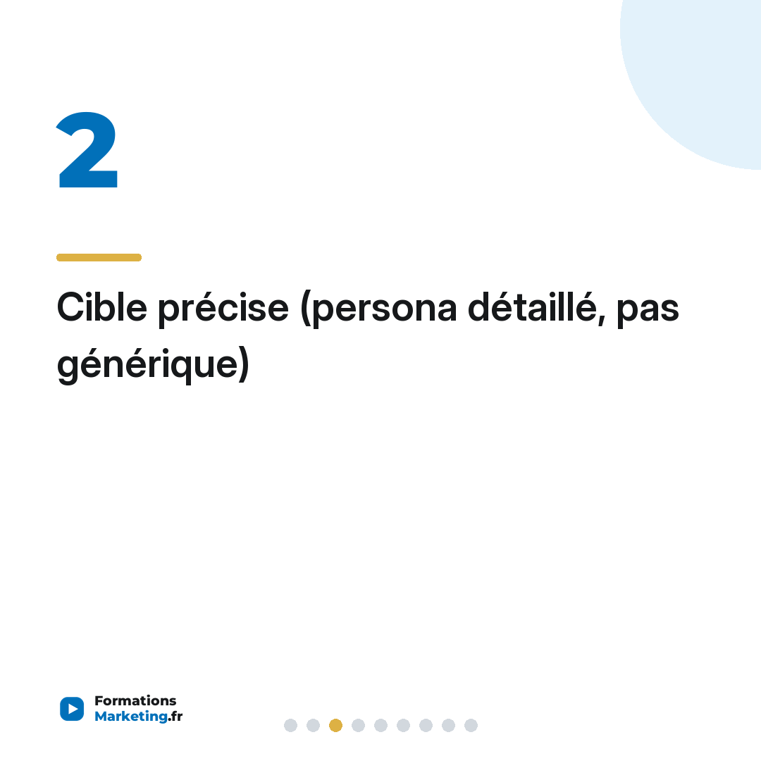 Cible précise (persona détaillé, pas générique)