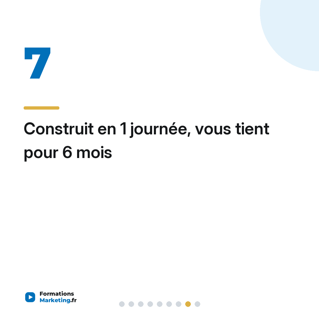 Construit en 1 journée, vous tient pour 6 mois