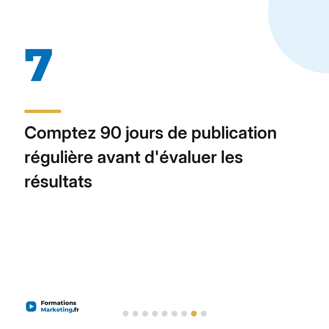 Comptez 90 jours de publication régulière avant d'évaluer les résultats