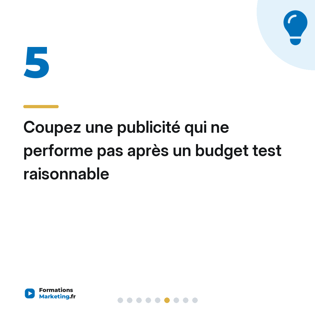 Coupez une publicité qui ne performe pas après un budget test raisonnable