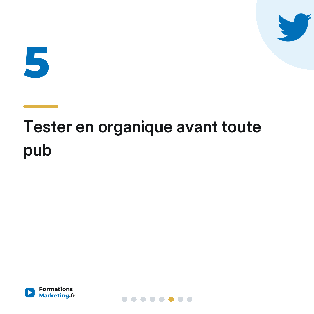 Tester en organique avant toute pub