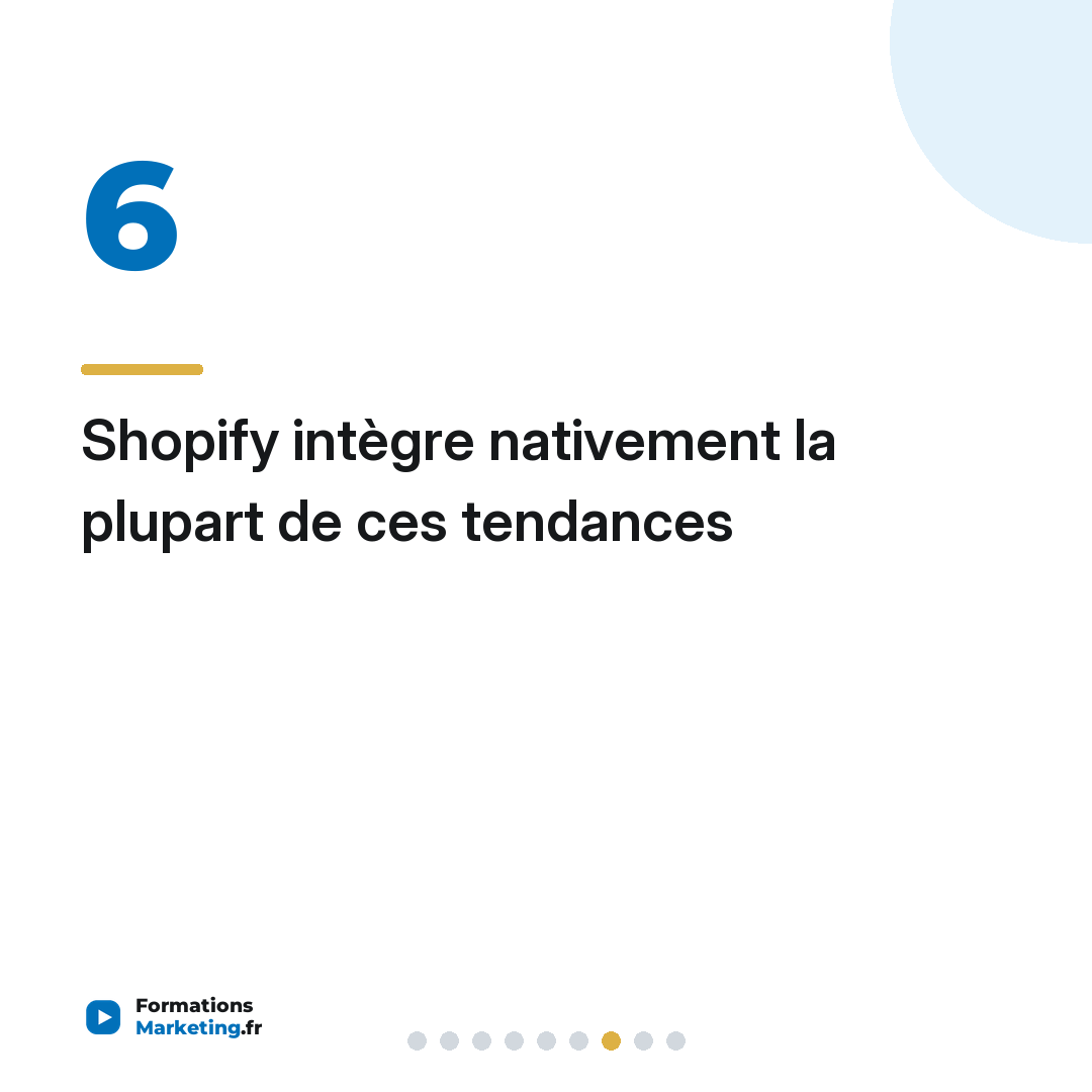 Shopify intègre nativement la plupart de ces tendances