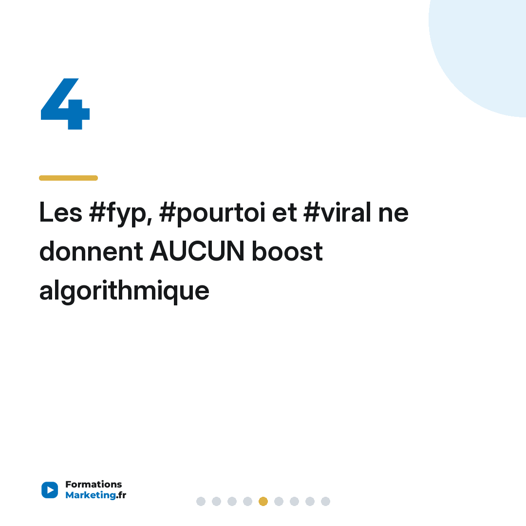 Les #fyp, #pourtoi et #viral ne donnent AUCUN boost algorithmique