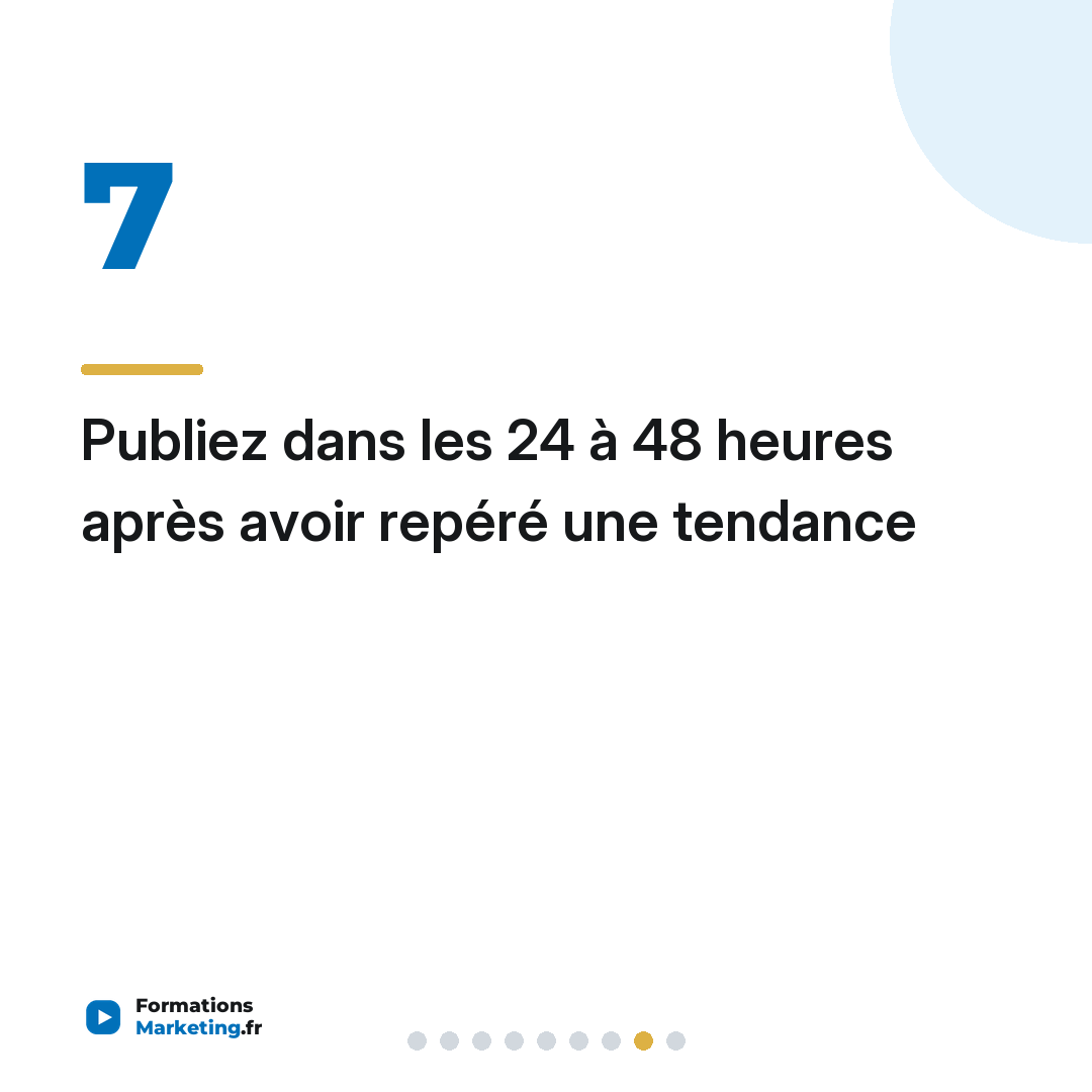Publiez dans les 24 à 48 heures après avoir repéré une tendance