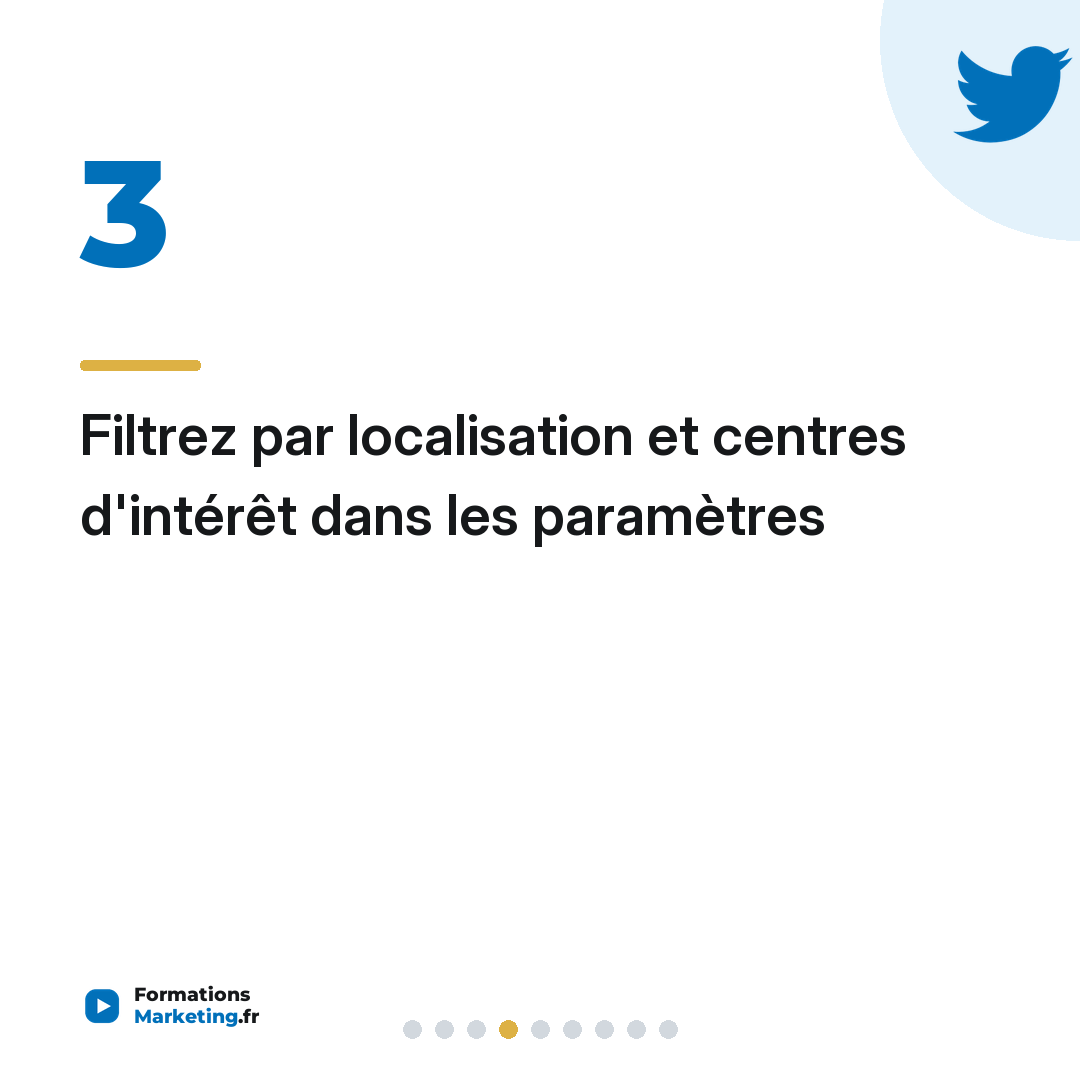 Filtrez par localisation et centres d'intérêt dans les paramètres