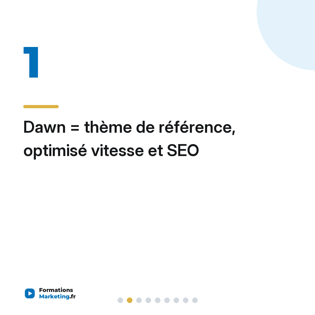Dawn = thème de référence, optimisé vitesse et SEO