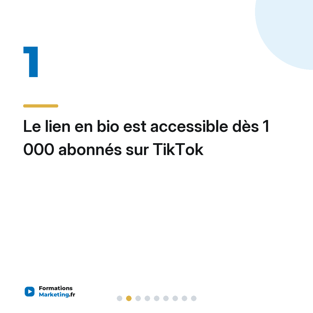 Le lien en bio est accessible dès 1 000 abonnés sur TikTok
