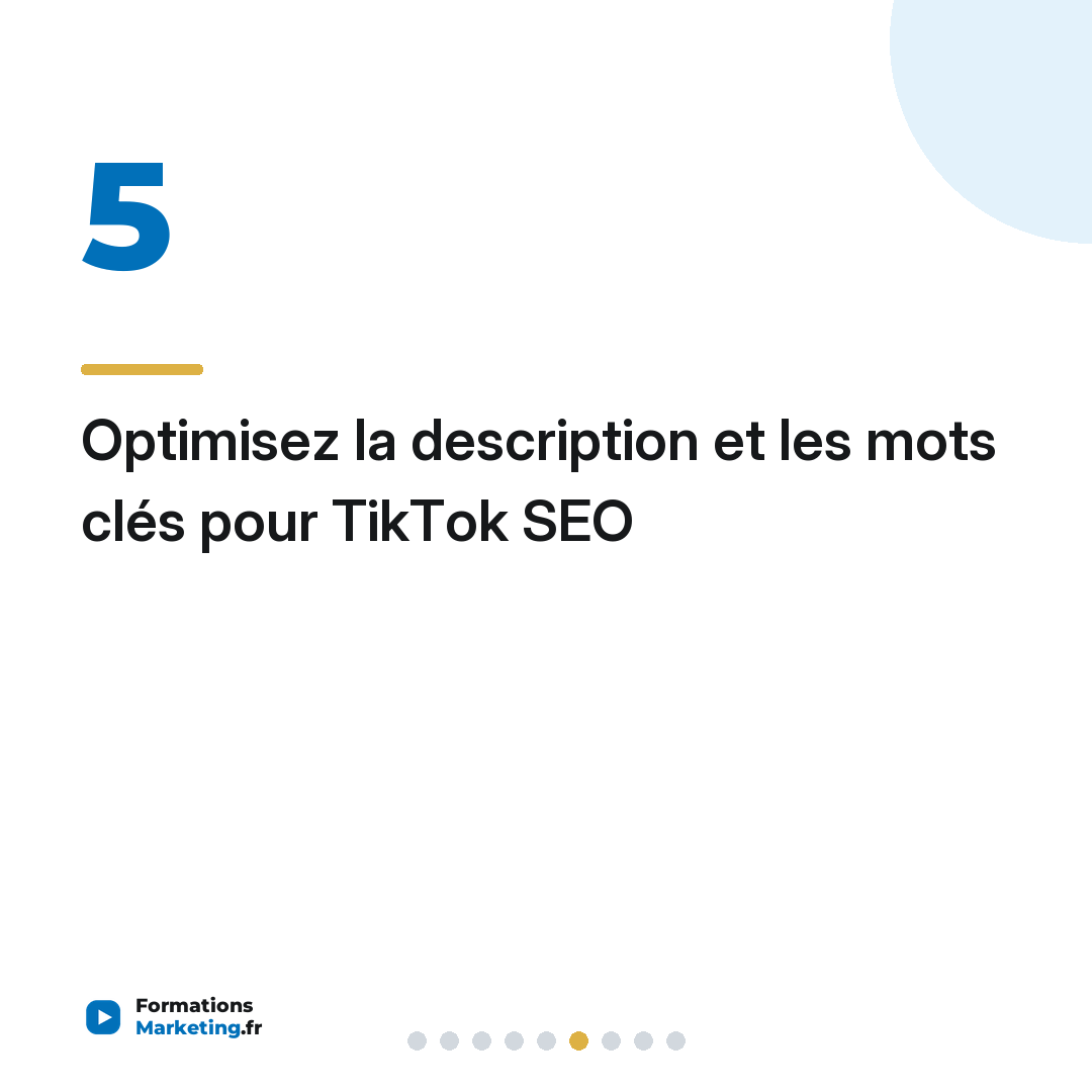 Optimisez la description et les mots clés pour TikTok SEO