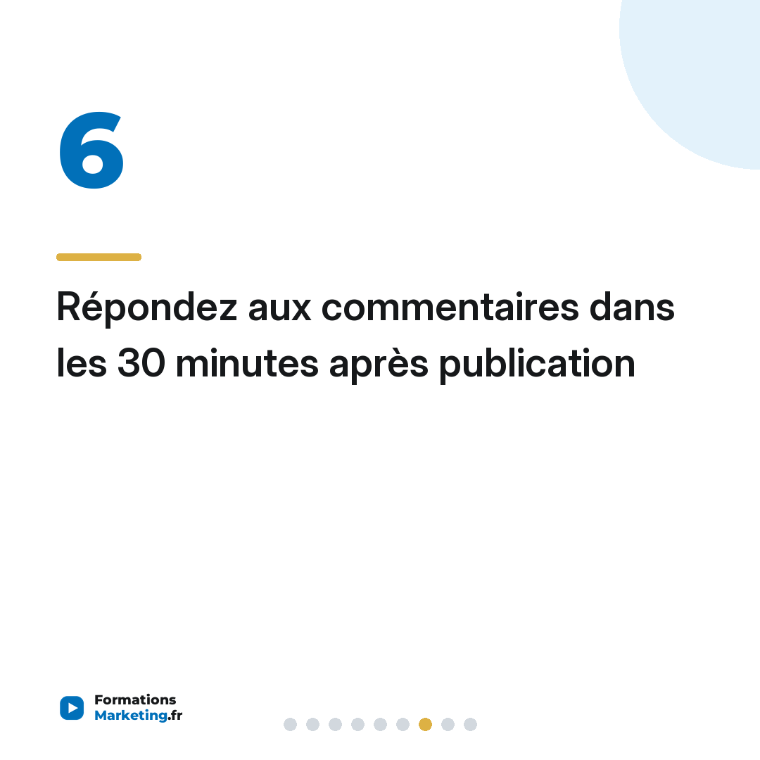 Répondez aux commentaires dans les 30 minutes après publication
