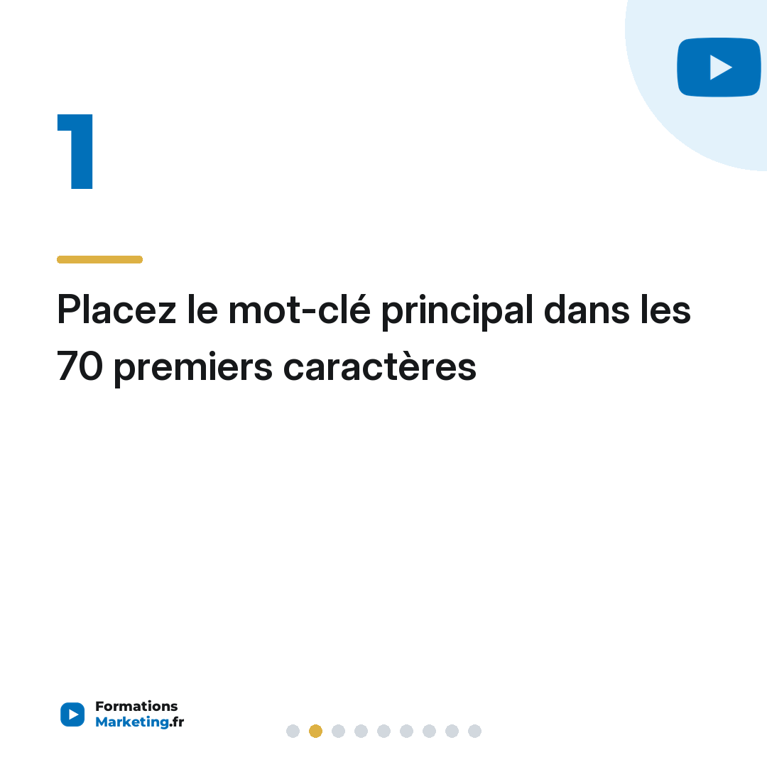 Placez le mot-clé principal dans les 70 premiers caractères