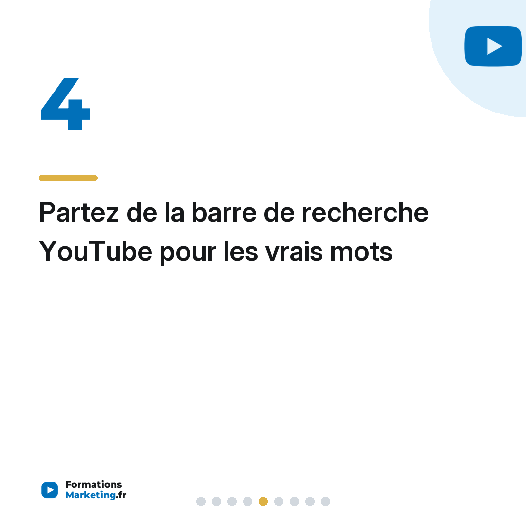 Partez de la barre de recherche YouTube pour les vrais mots