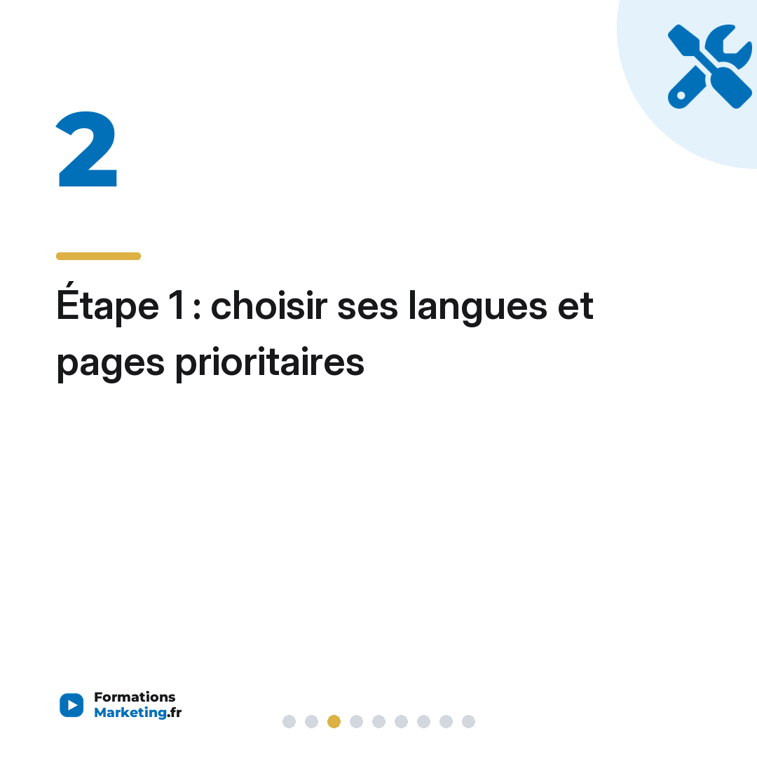 Étape 1 : choisir ses langues et pages prioritaires