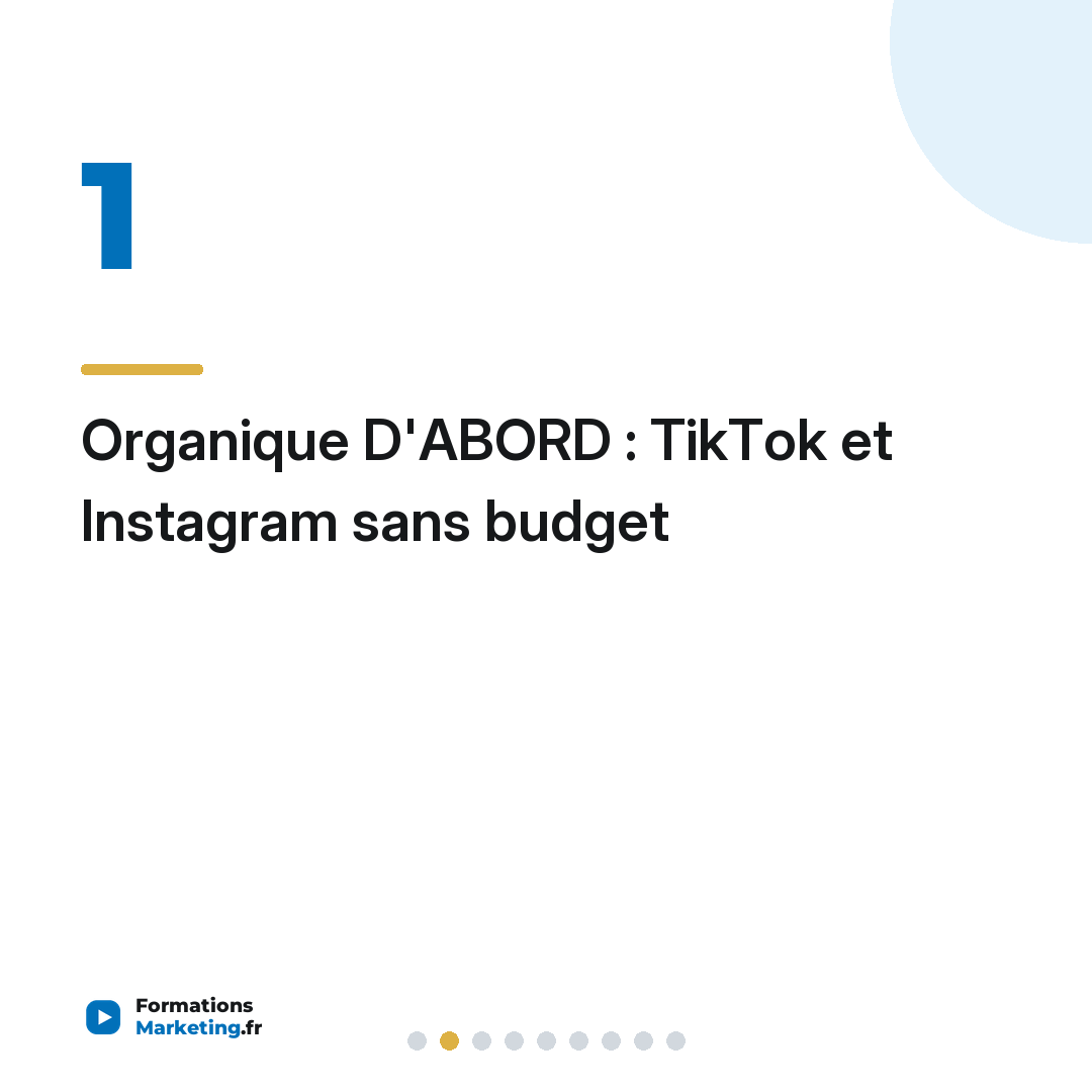 Organique D'ABORD : TikTok et Instagram sans budget