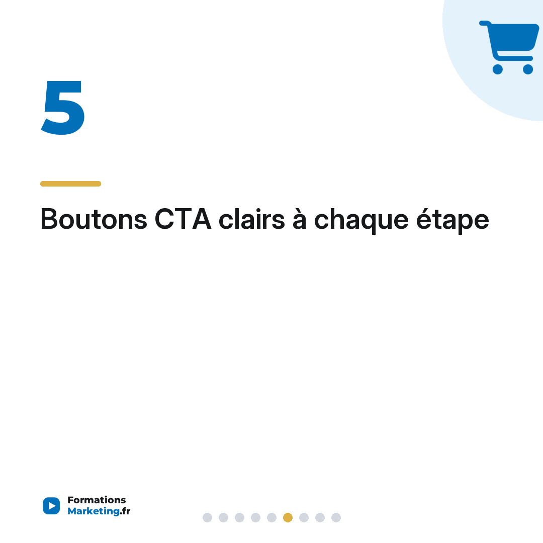 Boutons CTA clairs à chaque étape