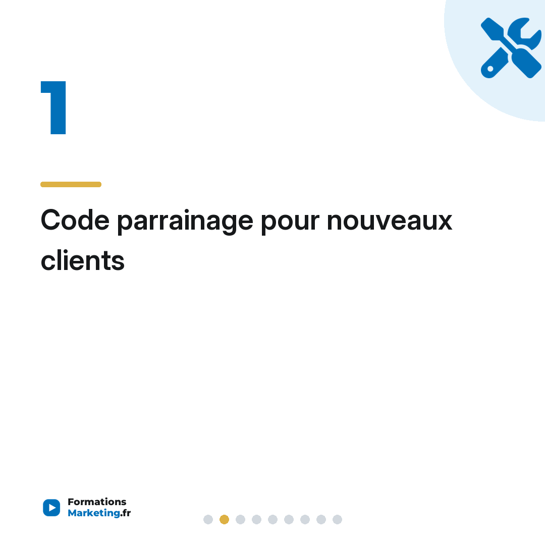 Code parrainage pour nouveaux clients