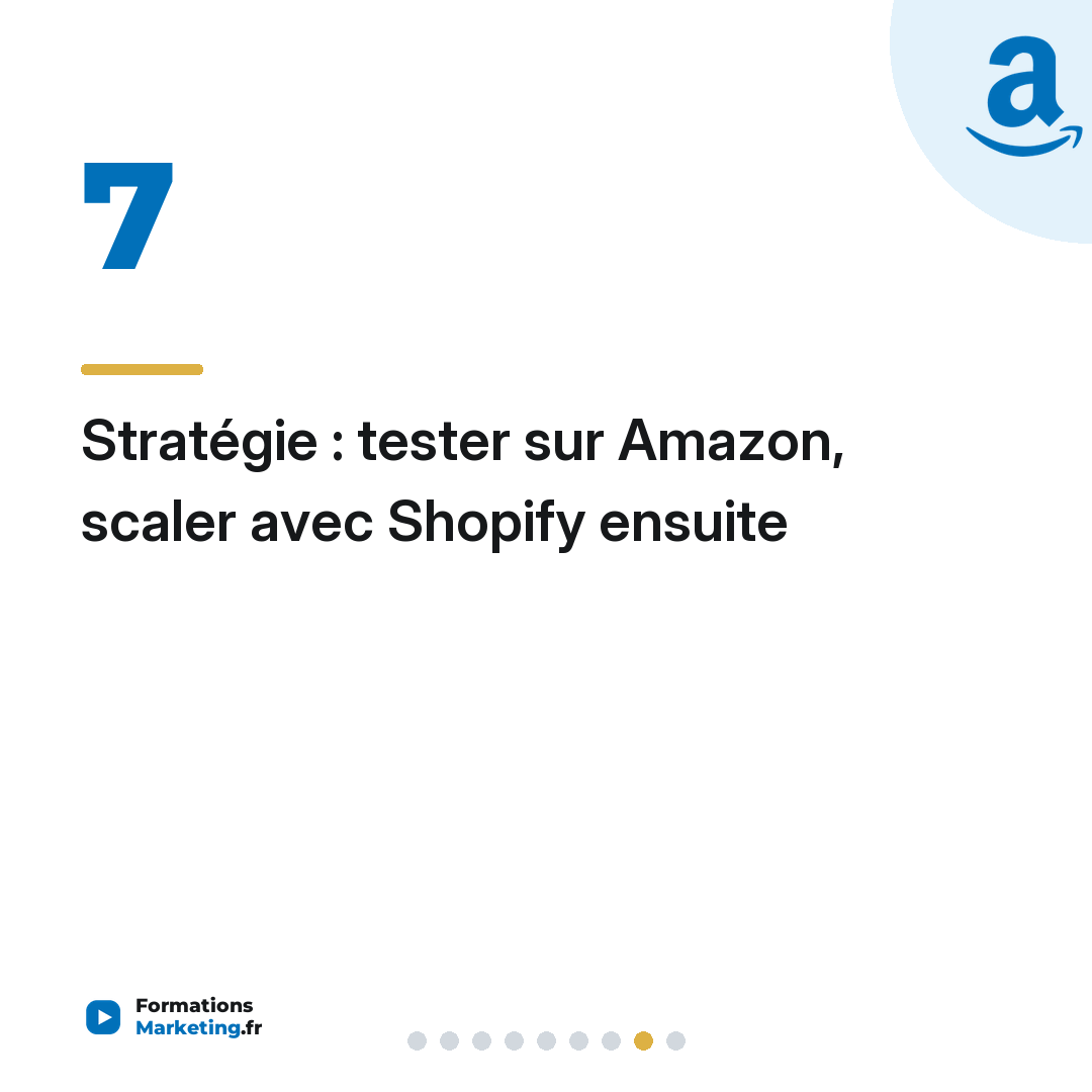 Stratégie : tester sur Amazon, scaler avec Shopify ensuite