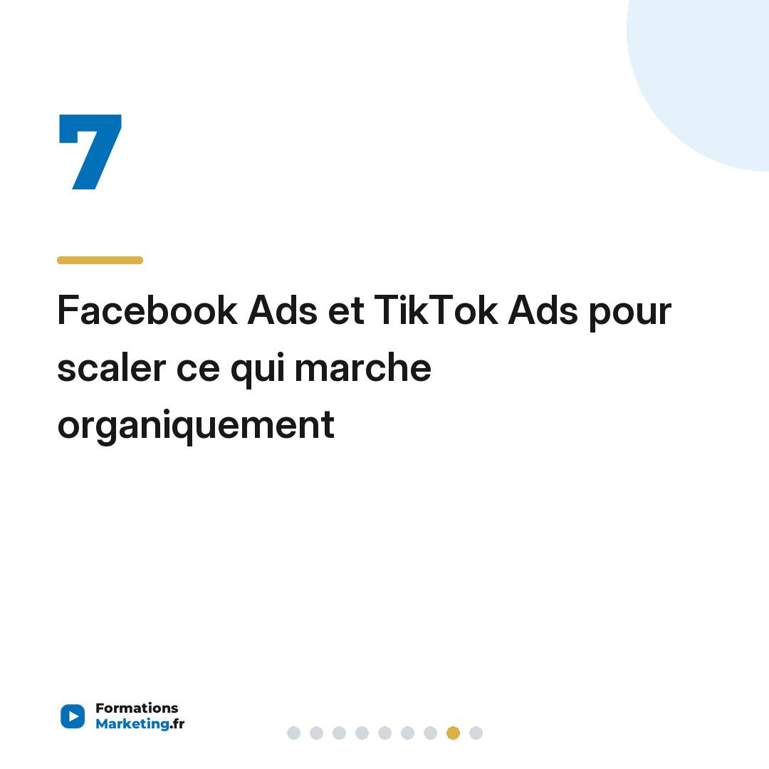 Facebook Ads et TikTok Ads pour scaler ce qui marche organiquement