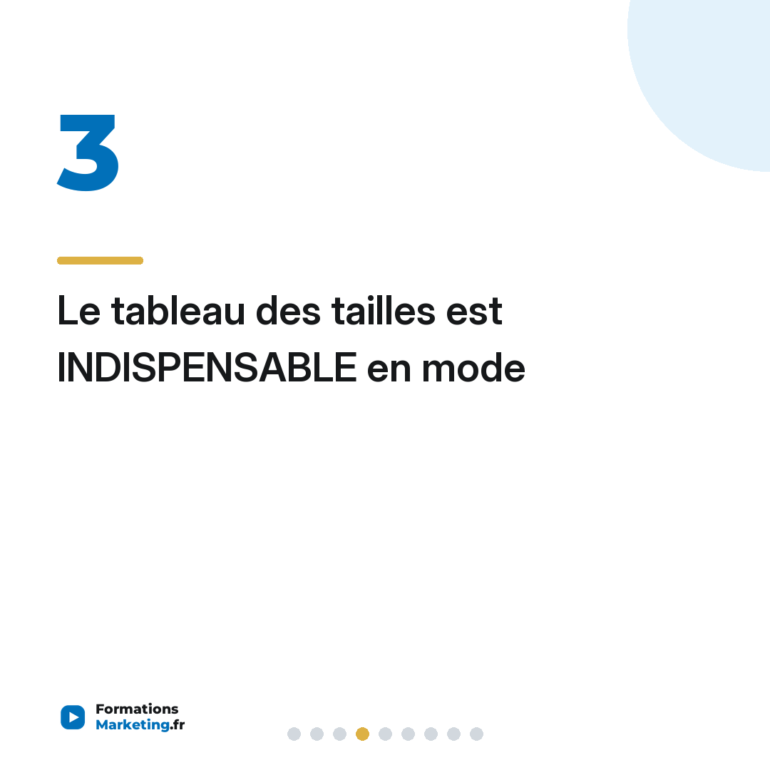 Le tableau des tailles est INDISPENSABLE en mode