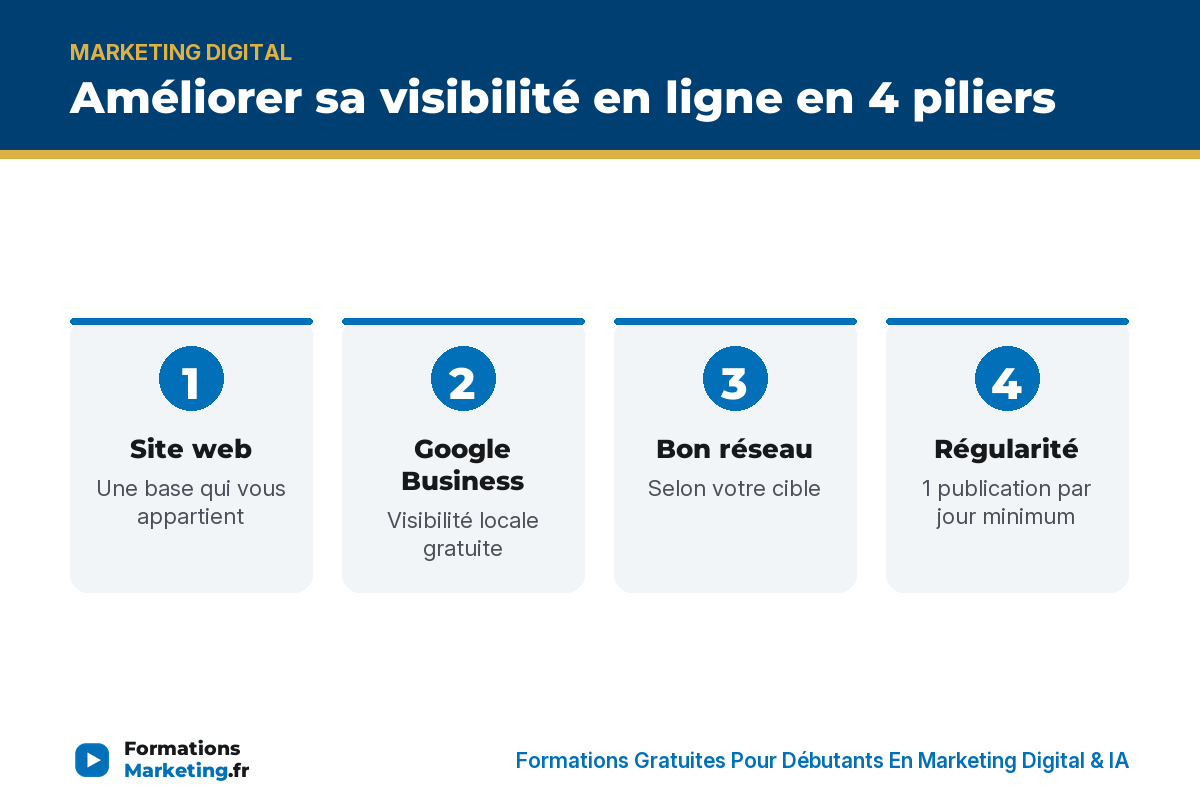 Améliorer sa visibilité en ligne en 4 piliers - formationsmarketing.fr