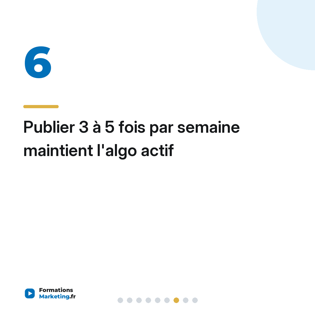 Publier 3 à 5 fois par semaine maintient l'algo actif