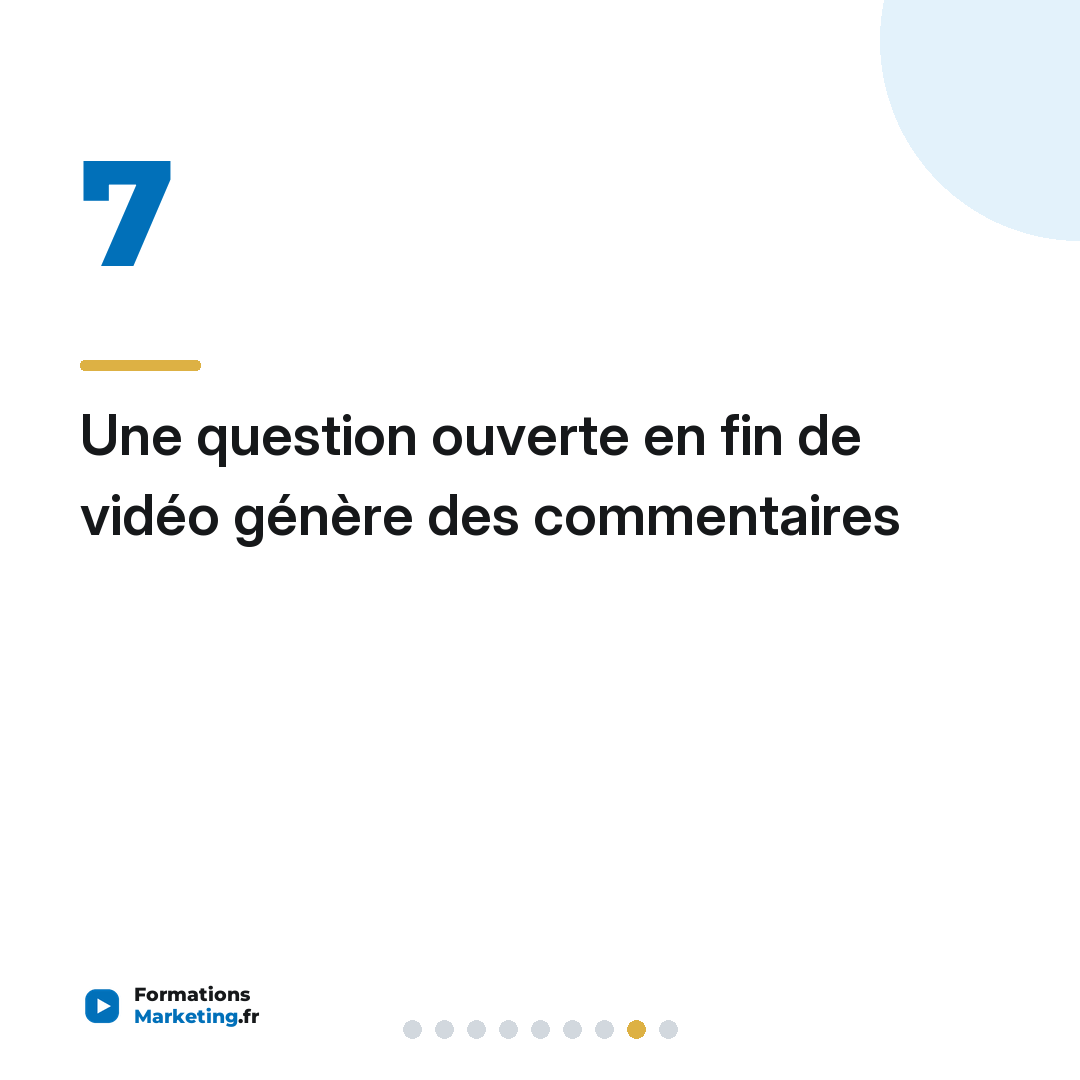 Une question ouverte en fin de vidéo génère des commentaires