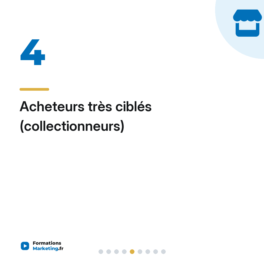 Acheteurs très ciblés (collectionneurs)